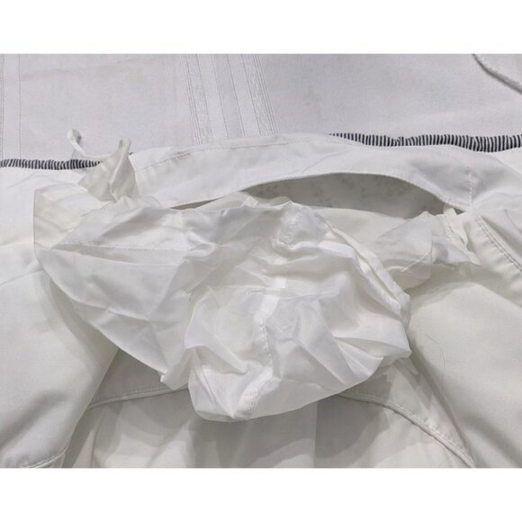 1 MADISON White Midweight Jacket w/ Blue Floral Trim Hidden Hood Size M - Picture 5 of 5
